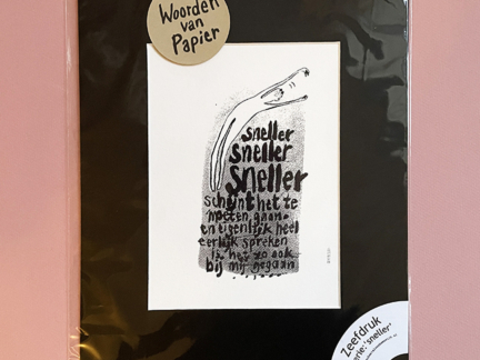 Dubbele kaart met schrijfsel: Sneller