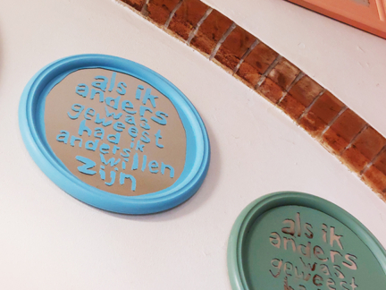 Spiegel rond, blauw