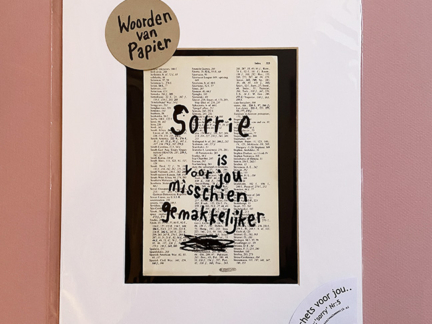 Geschetst voor jou: Sorrie is voor jou misschien gemakkelijker